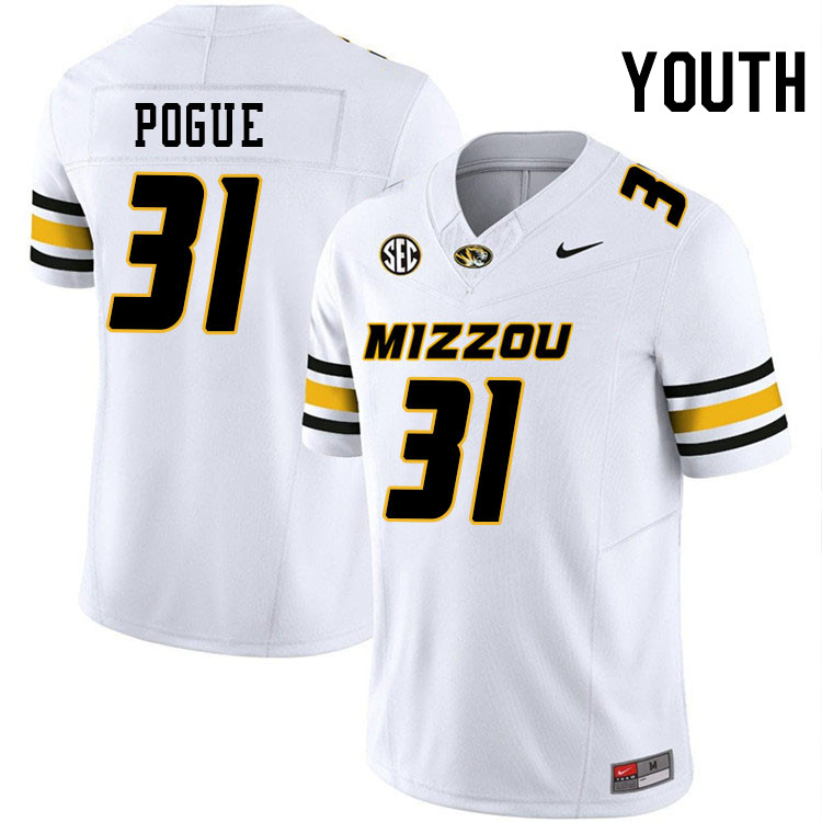 Youth #31 Nasir Pogue Missouri Tigers College Football Jerseys Stitched-White